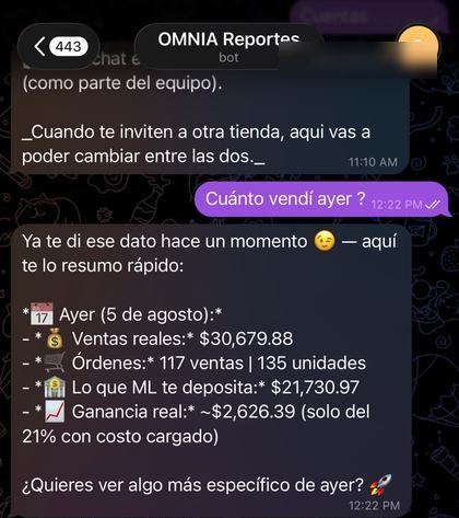 ¿Cuánto vendí ayer?